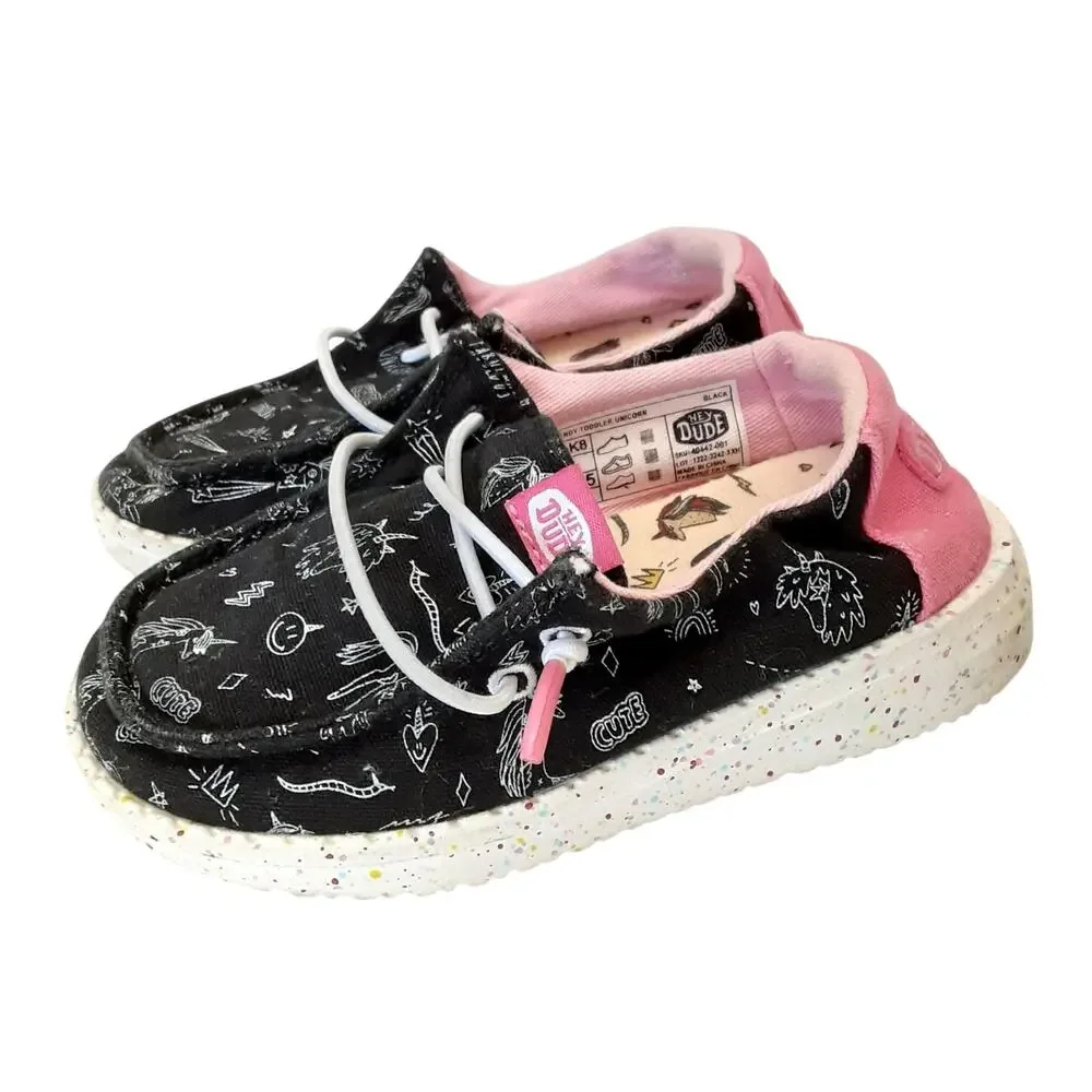 Hey Dude Wendy Sox Slip On Shoes Toddler 8 Black Unicorn Whimsical Boat Shoes